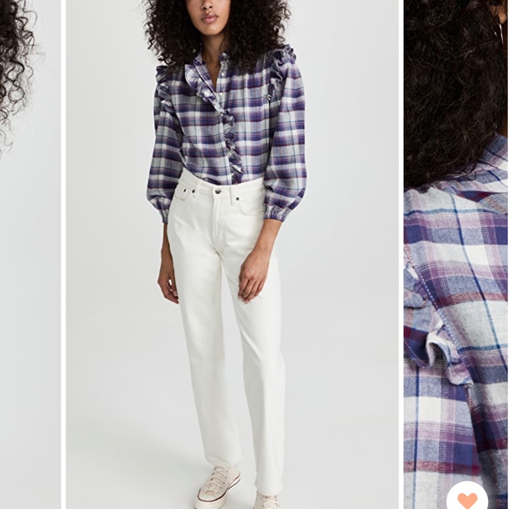 Flannel Plaid Ruffle Shirt - Picture 2 of 10